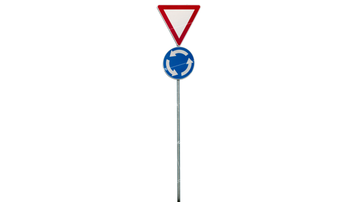 Signs Round About HD 7K Stock Image