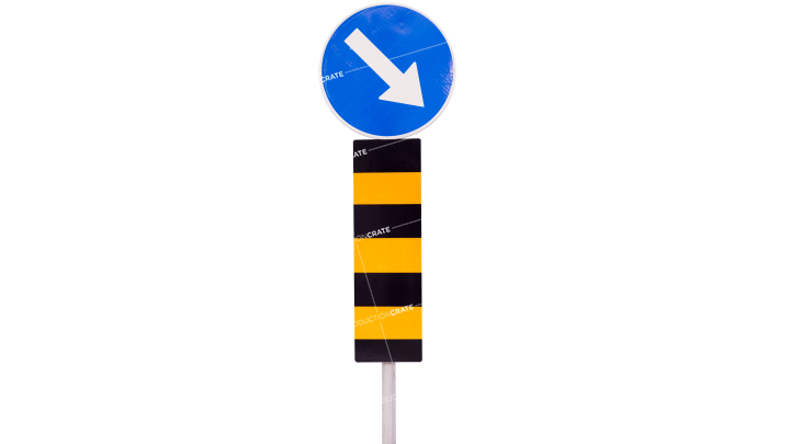 Signs Round About Mandatory Direction HD 7K Stock Image