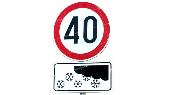 Signs Speed In Winter HD 7K Stock Image