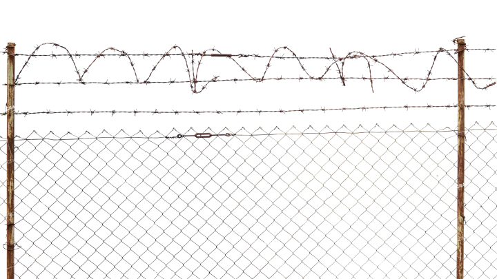 Barbed Wire Fence HD 7K Stock Image