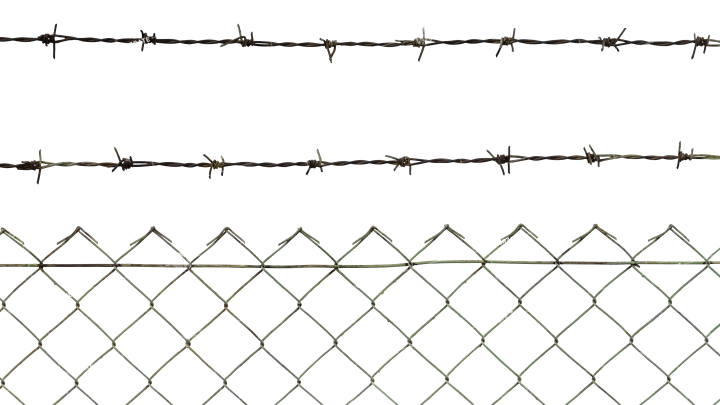 Barbed Wire Fence HD 7K Stock Image