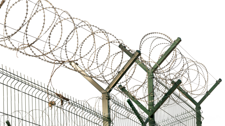 Barbed Wire Fence HD 7K Stock Image