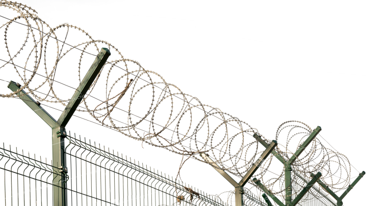 Barbed Wire Fence HD 7K Stock Image