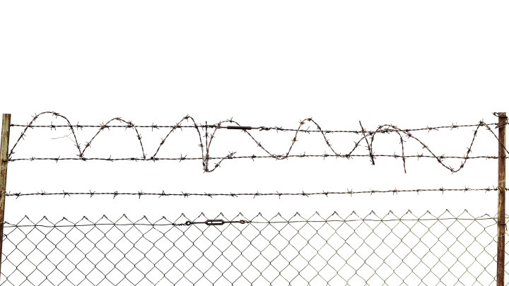 Barbed Wire Fence HD 7K Stock Image